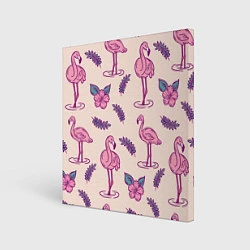 Холст квадратный Фламинго: розовый мотив, цвет: 3D-принт
