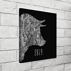 Холст квадратный Черная свинья 2019, цвет: 3D-принт — фото 2
