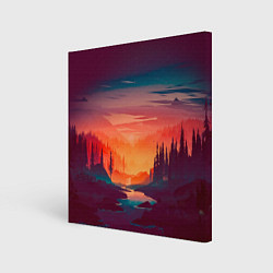 Картина квадратная Minimal forest sunset