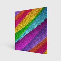 Холст квадратный Яркая мозаика радуга диагональ, цвет: 3D-принт