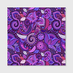 Холст квадратный Фиолетовый этнический дудлинг, цвет: 3D-принт — фото 2