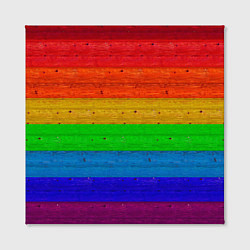 Холст квадратный Разноцветные доски радужный, цвет: 3D-принт — фото 2