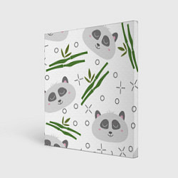Холст квадратный Панда с бамбуком, цвет: 3D-принт