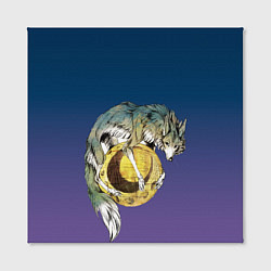 Холст квадратный Волченок на луне рисунок, цвет: 3D-принт — фото 2