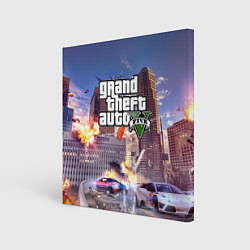 Холст квадратный ЭКШЕН Grand Theft Auto V, цвет: 3D-принт
