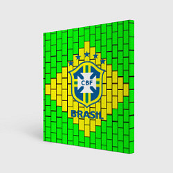 Холст квадратный Сборная Бразилии, цвет: 3D-принт