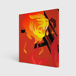Холст квадратный Огненный лев, цвет: 3D-принт