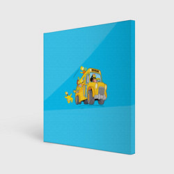 Холст квадратный Автобус в Неверленд, цвет: 3D-принт