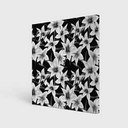 Холст квадратный Лилии черно-белые, цвет: 3D-принт