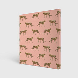 Холст квадратный Гепарды на розовом, цвет: 3D-принт