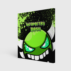 Холст квадратный Geometry Dash: Green Evil, цвет: 3D-принт
