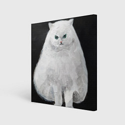 Холст квадратный Злой белый кот арт, цвет: 3D-принт