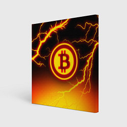 Холст квадратный ОГНЕННЫЙ БИТКОИН HODL IT BITCOIN, цвет: 3D-принт