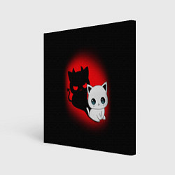 Холст квадратный КОТИК ДЬЯВОЛ KITTY DEVIL, цвет: 3D-принт