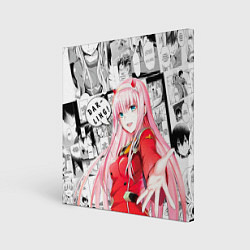 Холст квадратный Zero Two Зеро ту на манге фрейм, цвет: 3D-принт