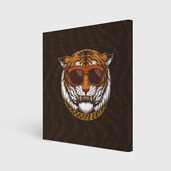 Холст квадратный Крутой тигр в очках с цепью, цвет: 3D-принт