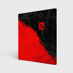 Холст квадратный DOTA 2 RED LOGO, БРЫЗГИ КРАСОК, цвет: 3D-принт