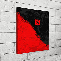 Холст квадратный DOTA 2 RED LOGO, БРЫЗГИ КРАСОК, цвет: 3D-принт — фото 2
