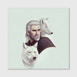 Холст квадратный Ведьмак и белые волки, цвет: 3D-принт — фото 2