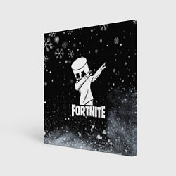 Холст квадратный НОВОГОДНИЙ FORTNITE MARSHMELLO, цвет: 3D-принт