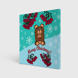 Холст квадратный Мишка и рождество, цвет: 3D-принт