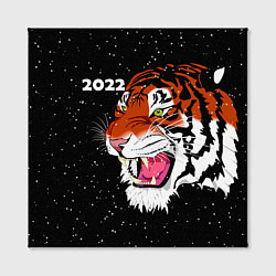 Холст квадратный Рычащий Тигр и Снегопад 2022, цвет: 3D-принт — фото 2