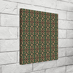 Холст квадратный Абстракция из черных, зеленых и бежевых квадратов, цвет: 3D-принт — фото 2