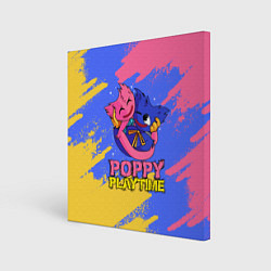 Холст квадратный Huggy Wuggy and Kissy Missy Poppy Playtime, цвет: 3D-принт