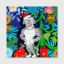 Холст квадратный Новогодний тигр в джунглях, цвет: 3D-принт — фото 2
