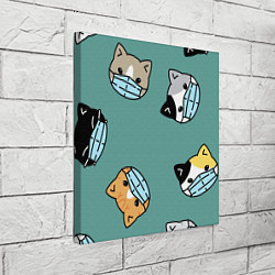 Холст квадратный Котейки в масках, цвет: 3D-принт — фото 2