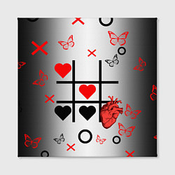 Холст квадратный Крестики нолики сердцами, цвет: 3D-принт — фото 2