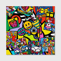 Холст квадратный Romero Britto - emoji, цвет: 3D-принт — фото 2