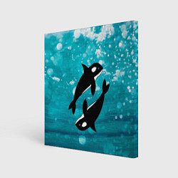 Холст квадратный Кит косатка в океане, цвет: 3D-принт