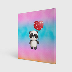 Холст квадратный Маленькая панда с сердечком, цвет: 3D-принт
