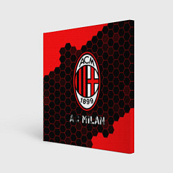 Холст квадратный МИЛАН AC Milan Соты, цвет: 3D-принт