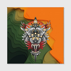 Холст квадратный Голова самурайского тигра, цвет: 3D-принт — фото 2