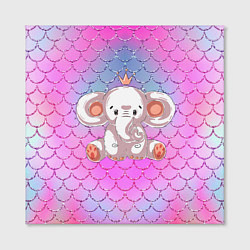 Холст квадратный Маленький слоненок с короной, цвет: 3D-принт — фото 2