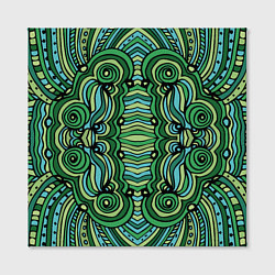 Холст квадратный Абстракция Калейдоскоп Зеленый, голубой и черный ц, цвет: 3D-принт — фото 2