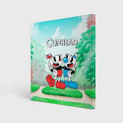 Холст квадратный Cuphead Красная и синяя чашечка, цвет: 3D-принт