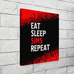 Холст квадратный Eat Sleep Sims Repeat Краска, цвет: 3D-принт — фото 2