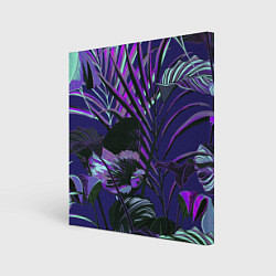 Холст квадратный Цветы Тропики Ночью, цвет: 3D-принт