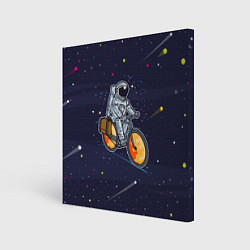 Холст квадратный Космонавт на велосипеде, цвет: 3D-принт