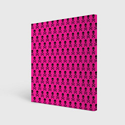 Холст квадратный Розовый фон с черепами паттерн, цвет: 3D-принт