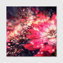 Холст квадратный Нежные цветы и блестки, цвет: 3D-принт — фото 2