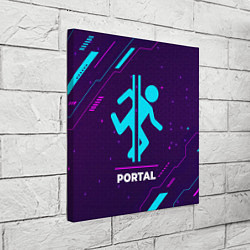 Холст квадратный Символ Portal в неоновых цветах на темном фоне, цвет: 3D-принт — фото 2