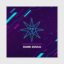 Холст квадратный Символ Dark Souls Sun в неоновых цветах на темном, цвет: 3D-принт — фото 2