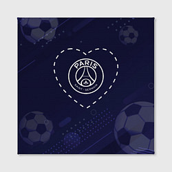 Холст квадратный Лого PSG в сердечке на фоне мячей, цвет: 3D-принт — фото 2