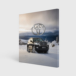 Холст квадратный Toyota Land Cruiser 200 в зимнем лесу Winter fores, цвет: 3D-принт