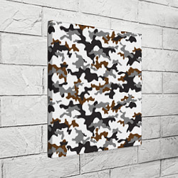 Холст квадратный Камуфляж Чёрно-Белый Camouflage Black-White, цвет: 3D-принт — фото 2
