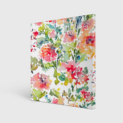 Холст квадратный Floral pattern Watercolour Summer, цвет: 3D-принт